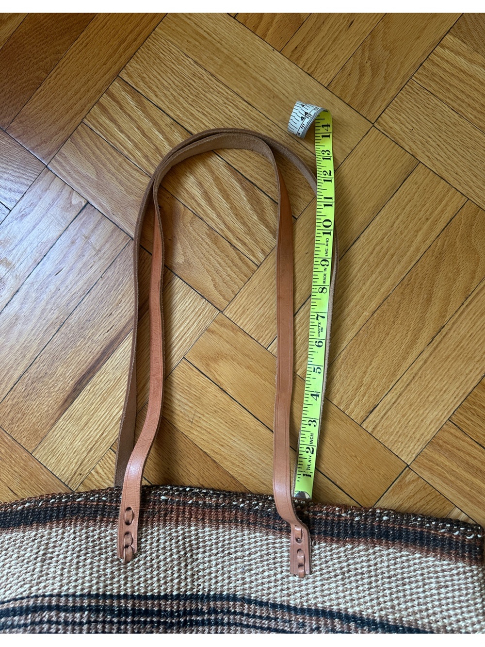 Woven Tote Bag with Leather Straps - Picture 6 of 6